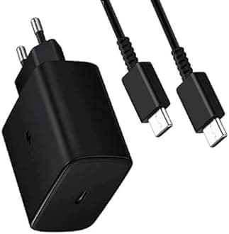 Original Fast Charger 45Watts C to C Cable Compatible for Samsung | A55 / A35 / S8 / S9 Plus/Z Fold/Z Flip 5/4 - Black (Adapter & Cable)