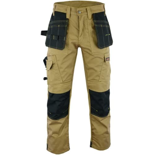 WrightFits Men Pro Builder Work Trousers Grey & Khaki - Heavy Duty Safety Combat Cargo Pant - Multi Pockets & Knee Pad Pockets - Triple Stitched -Durable Work wear