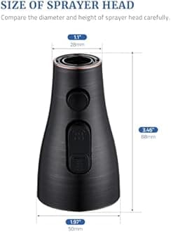 Kitchen Faucet Sprayer Head Replacement - with 15 Adapters Pull Down Facuet Spray Head for Kitchen Sink, 3 Function, Oil Rubbed Bronze