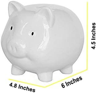 Pink Piggy Bank,Ceramic Money Piggy Bank Kids (white)