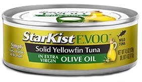 StarKist E.V.O.O. Solid Yellowfin Tuna in Extra Virgin Olive Oil, 4.5 oz (4 Pack) Canned Tuna Fish, Wild Caught, Gluten Free, Ready to Eat, Perfect for Salads, Keto Meals and Snacks