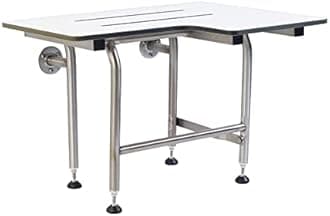 Shower Seat Resin with Legs, ADA Heavy Duty Shower Chair for Inside Shower 600lbs | 304 Stainless Steel | Shower Chair for Elderly and Disabled | Folding Shower Seat Wall Mounted | 32”x21” Left Hand