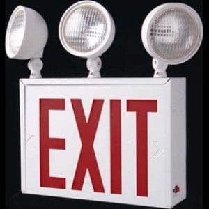 AtLite RCS283LED NY LED Exit Sign Combo Light, 2 Face, 3 Heads, White