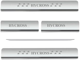 AC Door Sill/Foot Step Stainless Steel Scuff Plate Plates Compatible with Toyota Innova Hycross (Set of 4 Pcs)