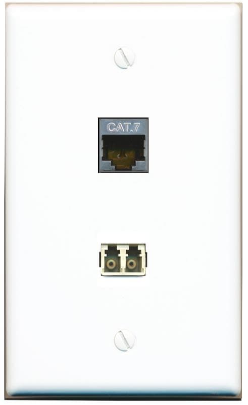 RiteAV CAT7 LC Multimode Fiber Duplex Wall Plate Flat/Solid [White]