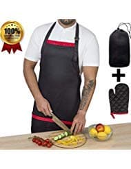 Work Aprons for Men with Large Pockets | Heavy Duty & Adjustable Chef Apron for Men and Women | Perfect for Cooking, BBQ, Grilling, Kitchen Working or Welding | 1 Oven Glove Included