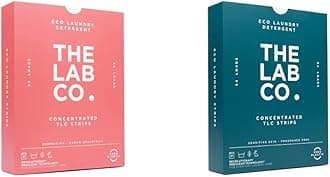 The Lab Co. Laundry Detergent Strips Sheets Eco Ultra-Concentrated Non-Bio Energising Fragrance Cuban Grapefruit 64 Loads & Laundry Detergent Strips Sheets, White