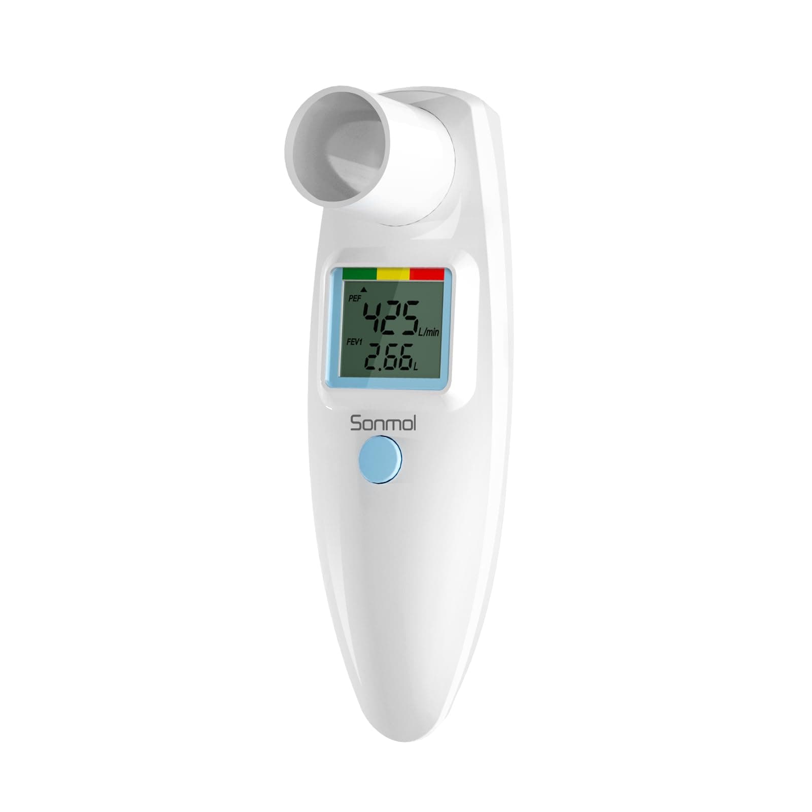 Digital Peak Flow Meter Portable PEF Forced Expiratory Volume FEV1 Tester with Red Yellow Green Risk Indicator