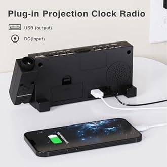(Upgraded Version) Mesqool 7 Projection Alarm Clock For Travel, Bedrooms, Ceiling, Kitchen, Desk, Shelf, Wall - Am Fm Radio,3 Dimmer, Dual Al