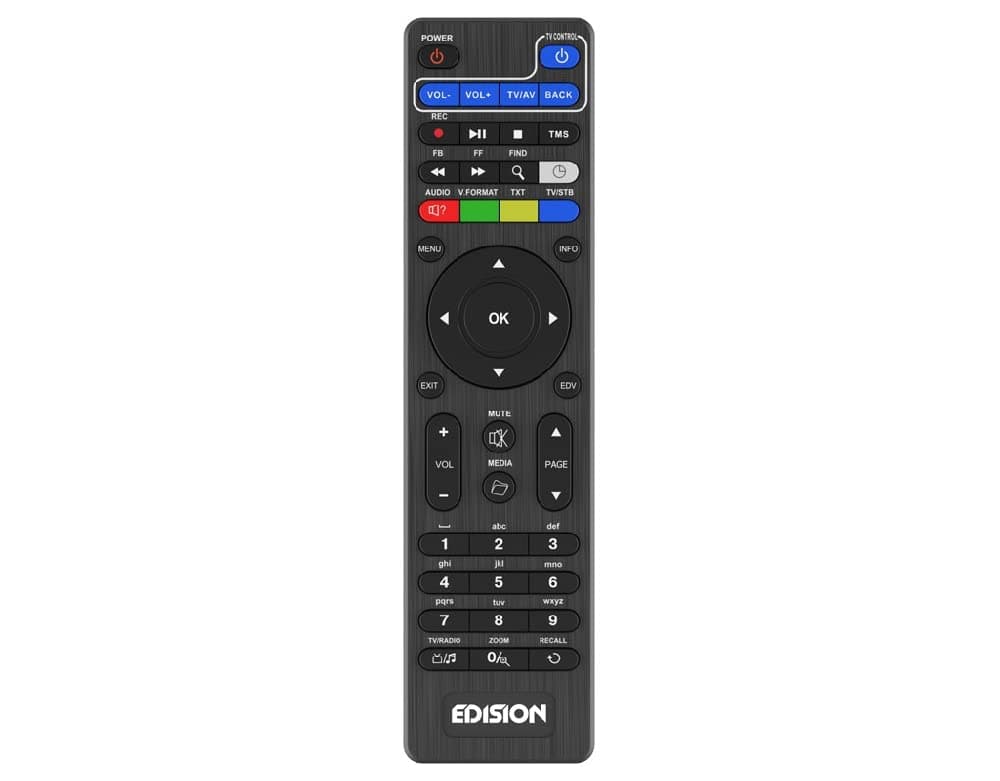 Universal Remote Control EDI-RCU 2 Learn Slim, Programmable, 2-in-1 TV & Receiver, Picco T265, Picco T265+, Nano T265+, Picco T265 Pro, Ping, Proton, Piccollino, Piccollo