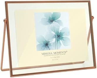 MIMOSA MOMENTS Rose Gold Metal Floating Picture Frame (Rose Gold, 5x7 Horizontal)