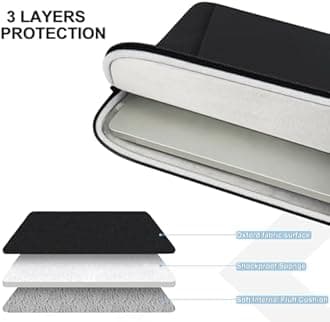 Laptop Sleeve Case 13.3 inch, Shockproof Protective Computer Cover with Accessories Pocket, Portable Laptop Bag Compatible with MacBook Air/Pro 13-13.3 inch, Compatible for MacBook Pro 14 inch, Black