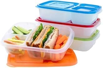 EasyLunchboxes 3-Compartment Bento Lunch Box Containers, Set of 4, Classic
