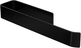 JS Self Adhesive Hand Towel Holder Towel Rail Black Towel Ring for Bathroom Kitchen Stick on Wall No Drilling