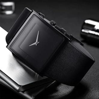 Mens Watch Men's Square Watches for Men Fashion Minimalist Quartz Wrist Watch Leather Strap Business Casual Wrist Watch