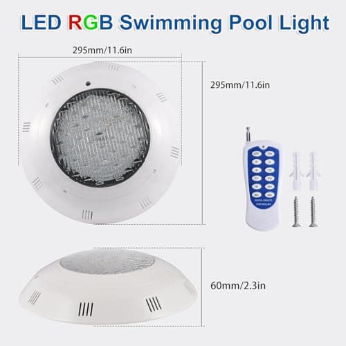 Aiwewin LED Pool Light with Remote Control for Inground Pools, AC12V 35W RGB Dimmable Submersible Pool Lights Underwater Color Changing IP68 Swimming Pool Light
