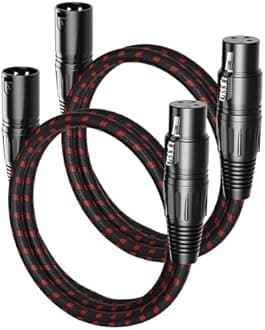 XLR Cables 3 FT 2 Pack, XLR Microphone Cable Male to Female Nylon Braided 3 Pin XLR to XLR Cable Compatible with Microphones, Mixer, Speaker Systems and More