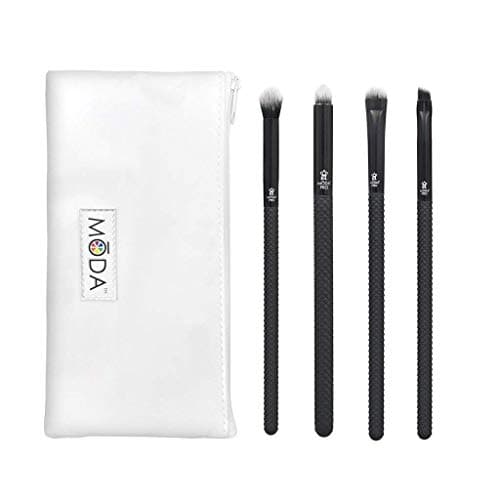 MODA Pro Bold Eye 5pc Makeup Brush Set with Pouch, Includes, Crease, Smoky Eye, Smudger and Line Brushes, Black