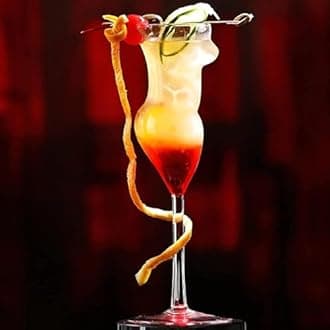 INFTYLE Wine Glasses Body Glasses Set of 4 Cocktail Glass Beauty Lady 6.8 oz Whiskey Drinking Glasses with Gift Box Champagne Goblet for Lady's Night Party Home Bar