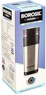 Borosil 350Ml Vacuum Insulated Double Wall Travel Mug|Coffee Mug|Tea Mug|Thermos|Flask|Portable|Office|Outdoor|Reusable|Leak Proof, Silver