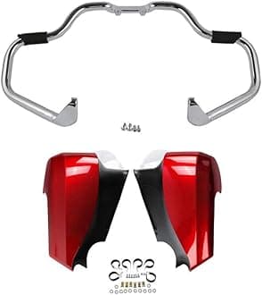 TCT-MOTORPARTS Chrome Mustache Engine Guard Highway Crash Bar+ Red Lower Fairing Kit Fit for Indian Springfield Dark Horse 2016-2025 Chieftain Roadmaster