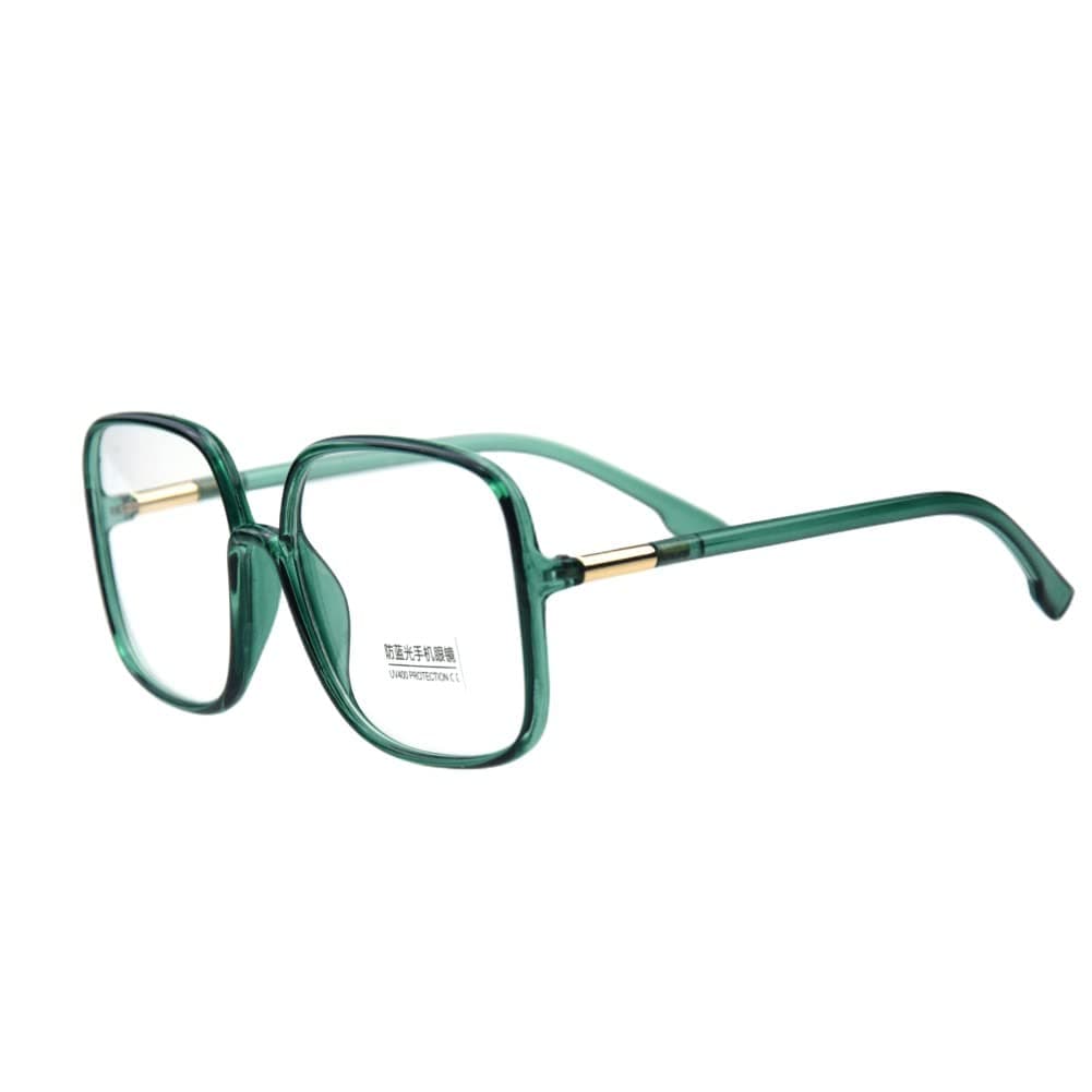 Shiratori Woman's New Retro Blue Light Blocking Glasses Oversized Nerd Eyeglasses Frame Anti Blue Ray Computer Game Glasses Green