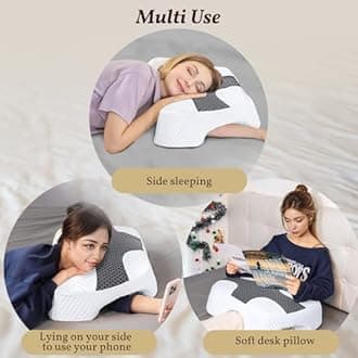 SAHEYER Side Sleeper Pillow with Arm Hole, Memory Foam Pillow for Neck and Shoulder Pain Relieve, Multi-Angle Armholes Pillow for Many Sleeping Positions, Ergonomic Orthopedic Support Pillow (Black)