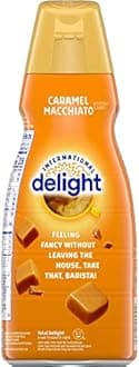 International-Delight Liquid Coffee Creamer.- Two (2) 32 fl oz Bottles of Creamy Smooth Delightful Coffee Creamer and One Authentic CureCor Collective Sticker! (Caramel Macchiato)