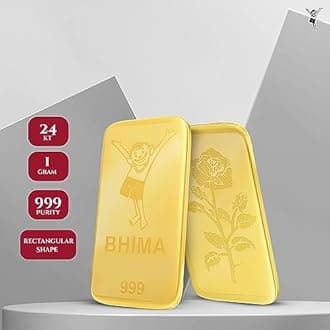 BHIMA Jewellery 1gram 24K (999) Gold Bar, Free Size, GOLD, No Gemstone