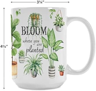 Current Bloom Where You're Planted Personalized Mug - Ceramic Novelty Coffee Cup, 15 oz, Dishwasher and Microwave Safe, Festive, Gifts, Add Names