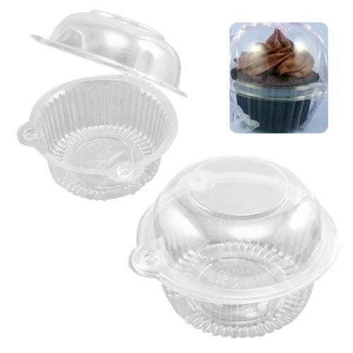 TMOcom 100x Cupcake Carriers Plastic Cupcake Boxes Clear Cupcake Containers Single Cake Holders Muffin Dome Holders Cupcake Cases Boxes Cups Pods