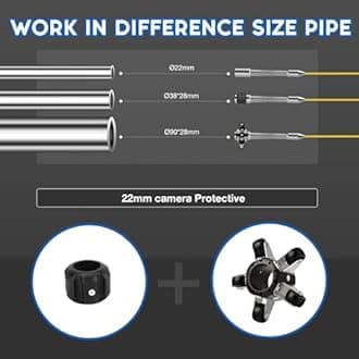 Sewer Camera 165ft/50m, 0.9in/22mm Pipe Inspection Camera with 12pcs LEDs Light, 4.3" Screen, 1000TVL, Yellow, Waterproof, 4500mAh Battery, DVR Recorder, 16GB Card
