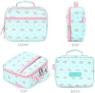 mibasies Kids Lunch Bag for Girls,Toddler Lunch Box Insulated and Reusable Lunch Bag,Rainbow Mint Green