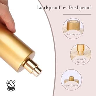 Gsteng 2pcs 50ml Glass Spray Bottle for Perfume,Refillable Travel Perfume Atomizer Bottles,Gold Portable Cologne Atomizer Empty Bottle. (Gold*2)