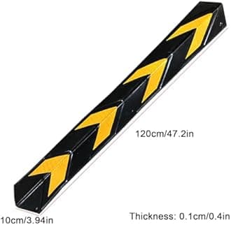 Reflective Rubber Wall Corner Guards with Yellow Stripe Parking Stopper Corner Guards, for Garage, Parking Lot, Warehouse, Office(120cm/47.2in)