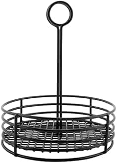 G.E.T. 4-31860 Black Round Stainless Steel Condiment Caddy Iron Teflon Coated Table Caddies Collection