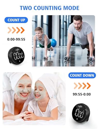 JOYHILL Timers, Digital Kitchen Timer Magnetic with Large LED Display, Volume Adjustable Countdown/up Clock for Kids, Cooking, Teaching, Classroom Study, Fitness and Ovenï¼Ë†Blackï¼â€°