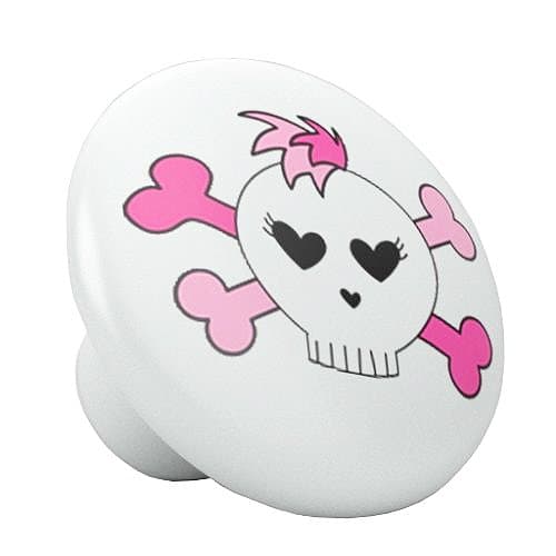 2 Pcs. Pink Skull Ceramic Girls Dresser Knobs Cabinet Knobs Pink