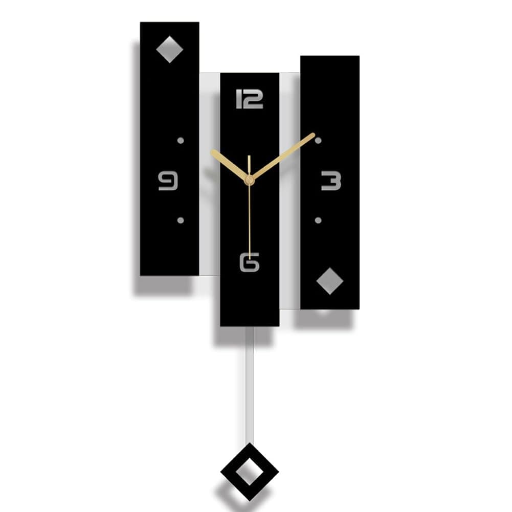 Creative Mute Modern Large Pendulum Clock in Black and White Color Decorative Silent Decor for Home, Kitchen, Living Room, Office, Colorful Acrylic Art Design(Full Range Available)