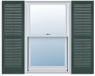Exterior Solutions Standard Louver Exterior Vinyl Window Shutters, Heritage Green (Pair), 15 Inch x 55 Inch