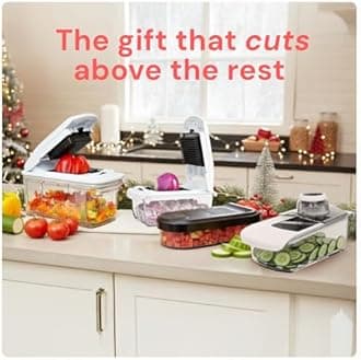 Fullstar Mandoline Slicer for Kitchen, Fruit Cutter, Cheese Grater, Cucumber Slicer, Veggie Spiralizer, Food Cutter & Kitchen Gadgets & Gifts with Safety Glove (11 in 1, Stainless Steel)