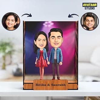 AVATAAR STUDIO Personalized Couple Caricature Gift Custom Cartoon Photo Frame Anniversary Gift for Husband Wife Girlfriend Boyfriend Unique Romantic Gift for Couples