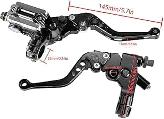 Universal Motorcycle Brake Lever 7/8" 22mm Hydraulic Brake ＆ Clutch Master Cylinder Reservoir Lever Left ＆ Right Modification Brake Clutch Lever for Harley Honda Kawasaki Suzuki Yamaha(Black)