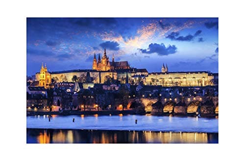 [ Impuzzle ] Prague Castle in Blue Light | 1000 Piece - Large Format Jigsaw Puzzles. Free Logic Games for Couples, Child, Teens, Senior. Brain Puzzles & Fun Family Games. Beautiful Picture & Puzzles