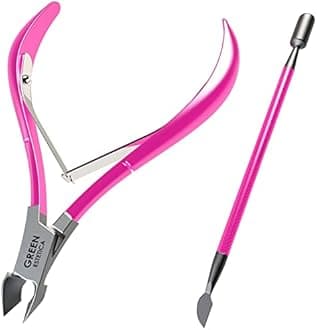 Cuticle Trimmer Professional Stainless Steel Cuticle Cutter Cuticle Remover with Sharp Blades and Double Spring Cuticle Nippers and Clippers for Nail Care – Pedicure Manicure Nail Tools (Pink)
