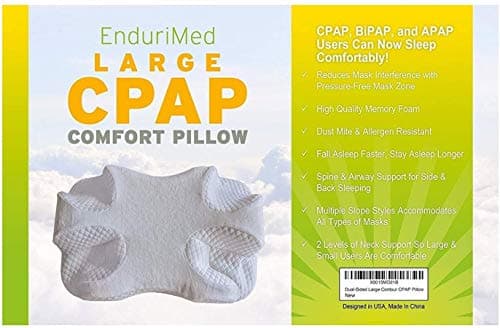 CPAP Pillow w/Extra Cooling Mesh Pillow Case (Blue) - Memory Foam Contour Design Reduces face & Nasal Mask Pressure - 2 Head & Neck Rests for Max Comfort