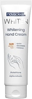 Novaclear Whitening Hand Cream with Glutathione, Alpha Arbutin, Shea Butter, Sweet Almond Oil, and SPF. for hand hyperpigmentation and dark spots, maximum sun protection and moisturizing.