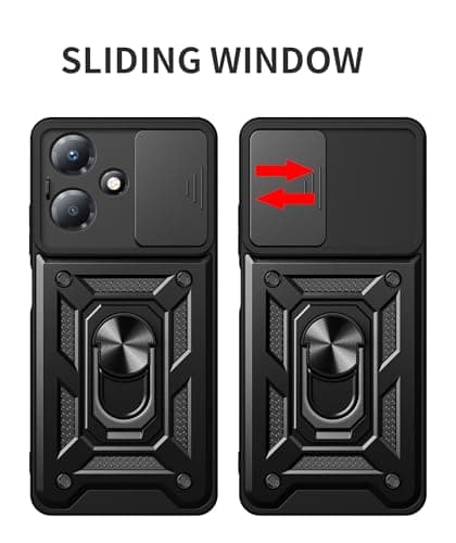 MMlife for Tecno Camon 20 Pro 5G Case with Camera Cover and Stand Kickstand Ring with Tempered Glass Screen Protector [2 pieces],Military Grade Shockproof Protective Cover, Red