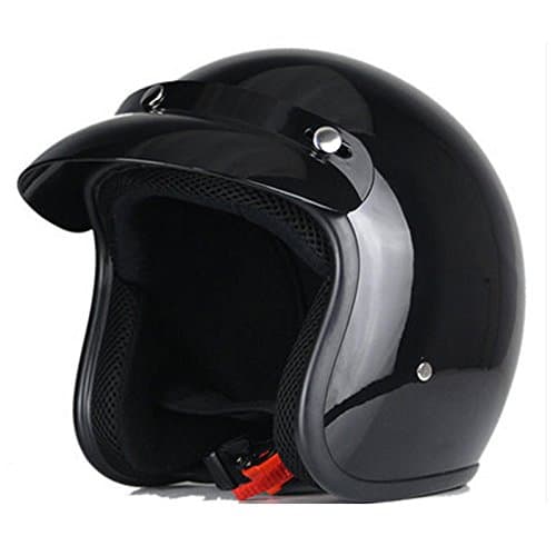3/4 Open Face Motorcycle Helmets DOT Approved, Retro Motorcycle Helmet, Fiberglass Moped Helmets for Adult Men Women and Child Street Bike Scooter Cruiser (S, Black)
