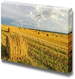 Canvas Prints Wall Art - Windmill on The Field in Summer | Modern Wall Decor/Home Art Stretched Gallery Canvas Wraps Giclee Print & Ready to Hang - 24" x 36"